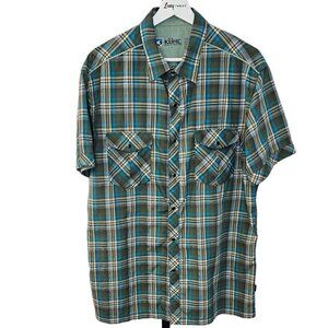 Kuhl Mens Eluxur Pearl Snap Button Down Shirt  Size Large Short Sleeve Plaid